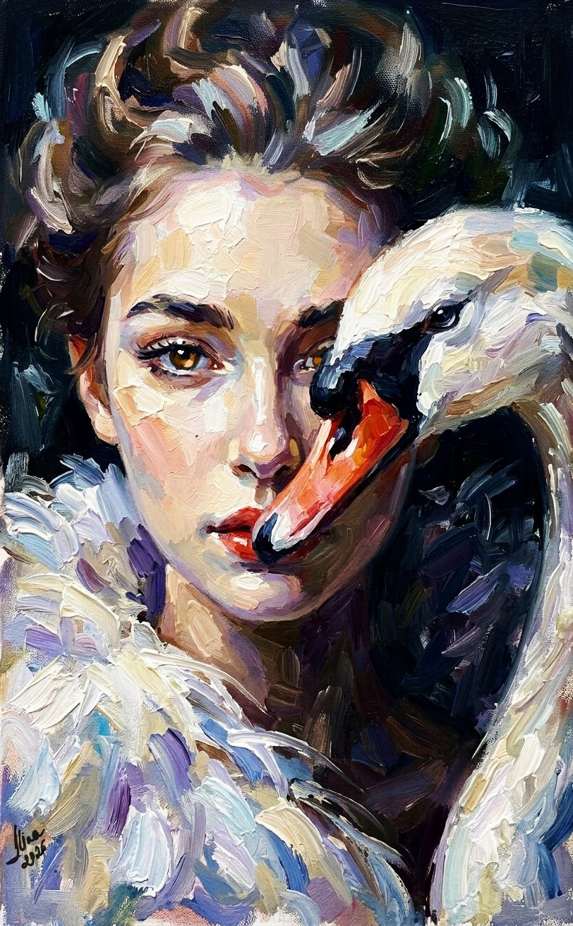 ArteDiAlina.com painting: Leda and Zeus